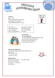 English Worksheet: grettings and introductions