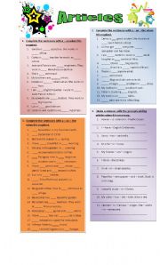 English Worksheet: Articles