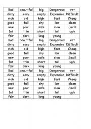 English Worksheet: Opposites