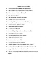 English Worksheet: Preferences