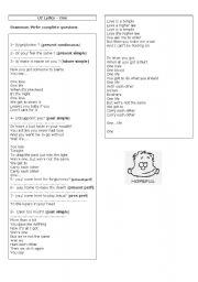 English worksheet: Song One by U2