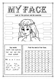 English Worksheet: My Face