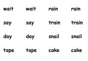 English Worksheet: long vowels memory game to enforce sight reading, 4pages