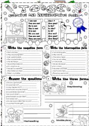 English Worksheet: TO BE negative and interrogative form