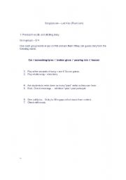 English worksheet: Last Kiss - Past Simple Lesson Plan