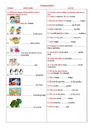 English Worksheet: VERB TO BE