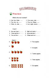 English worksheet: number