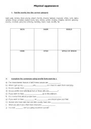 English worksheet: Physical appearance