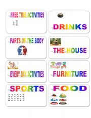 English worksheet: Vocabulary cards