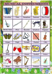 English Worksheet: musical instruments - pictionary