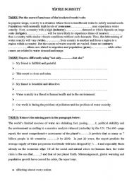 English Worksheet: water scarcity