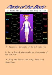 English worksheet: 4 Activities related to the Parts of the Body- Primary Education