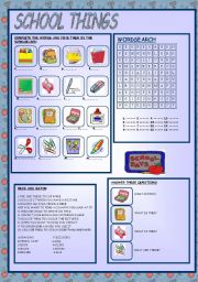 English Worksheet: SCHOOL THINGS