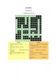 English worksheet: personality crossword