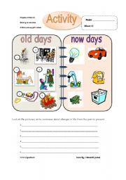 English Worksheet: life in the past and present