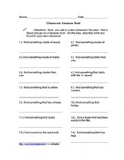 English Worksheet: Class Hunt