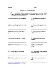 English worksheet: Class Hunt