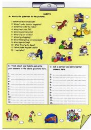 English Worksheet: Habits