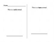 English worksheet: Wild and Tame Animals