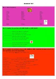 English worksheet: Elementary grammar test