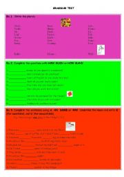 English Worksheet: Elementary grammar test