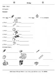 English Worksheet: Demonstratives THIS - THAT 