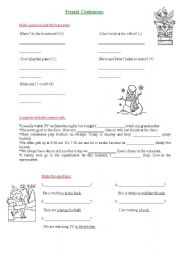 English worksheet: Activities with Present Continuous