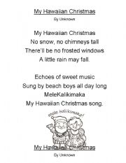 English worksheet: My Hawaiian Christmas Poem