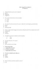 English Worksheet: Science for grade five