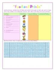 English Worksheet: Food and Drinks