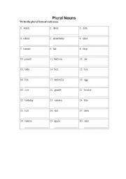 English Worksheet: Plurals