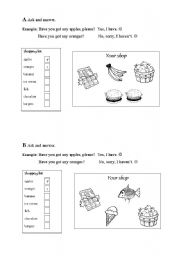 English worksheet: I go shopping