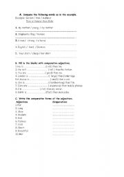 English Worksheet: A QUIZ ON COMPARATIVES