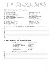 English Worksheet: IF CLAUSES EXERCISES- TYPE 1
