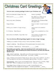 English Worksheet: Christmas Card Greetings -how to and hints