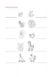 English Worksheet: animals name