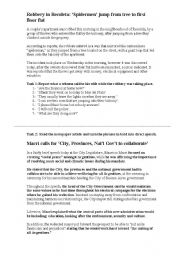 English Worksheet: Reported Speech on Newspaper Articles