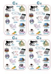 Part (2) Tracing and writing (C c) with stickers of its initial words for young kids