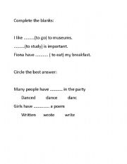 English Worksheet: past participle