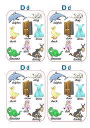 English Worksheet: Part (3) Tracing and writing (D d) with stickers of its initial words for young kids
