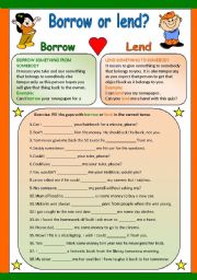 English Worksheet: BORROW OR LEND