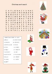 English Worksheet: Christmas Word Search 