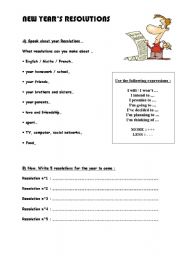 English Worksheet: NEW YEARS RESOLUTIONS