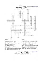 English worksheet: Poetic terms Crossword