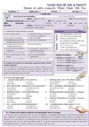 English Worksheet: COULD YOU DO ME A FAVOR? Making polite requests