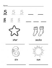 English worksheet: Letter S Practice