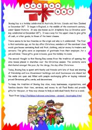 English Worksheet: Boxing Day Celebration