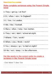 English Worksheet: present simple exercise