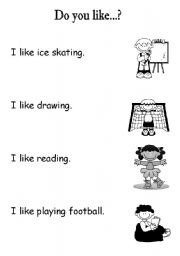 English Worksheet: I like ....ing [ Match and color ]