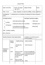 English Worksheet: LESSON PLAN